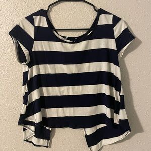 Open Back Navy Striped Shirt